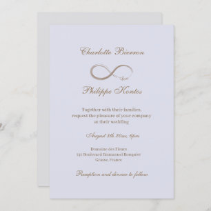 Invitation Panneau Infinité Lilac Grey Or Mariage élégant