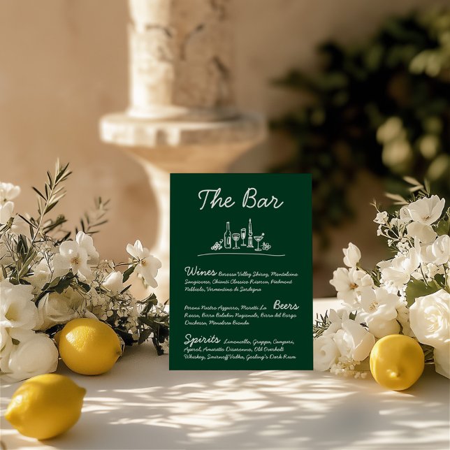 Invitation Panneau Mariage de la barre dessinée à la main Ret (Retro Sketch Hand-Drawn Bar Wedding Tabletop Sign )