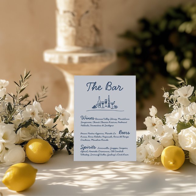 Invitation Panneau Mariage de la barre dessinée à la main Ret (Retro Sketch Hand-Drawn Bar Wedding Tabletop Sign )