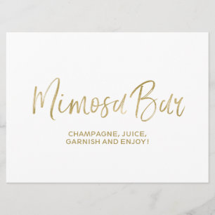 Invitation Panneau Mariage "Mimosa Bar"   Or élégant