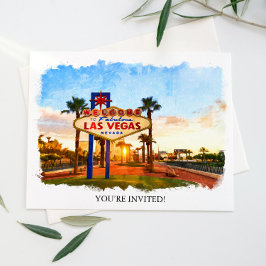 Invitation Panneau Mariage Watercolor Las Vegas
