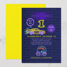 Panneau Neon Racing Voiture thème Garçon 1er Anniv