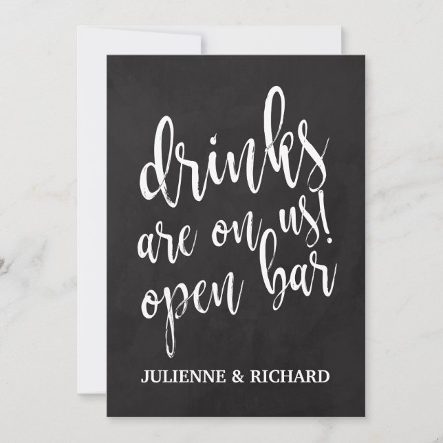 Invitation Panneau Open Bar du Mariage Chalkboard abordable (Devant)