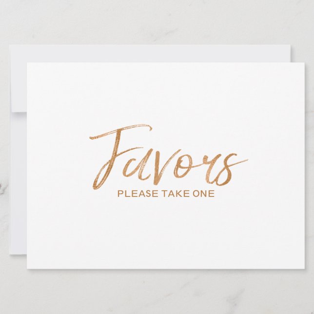 Invitation Panneau personnalisé "Favors" en or avec lettre él (Devant)