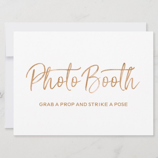 Invitation Panneau "Photobooth" de mariage | Rose dorée éléga (Devant)