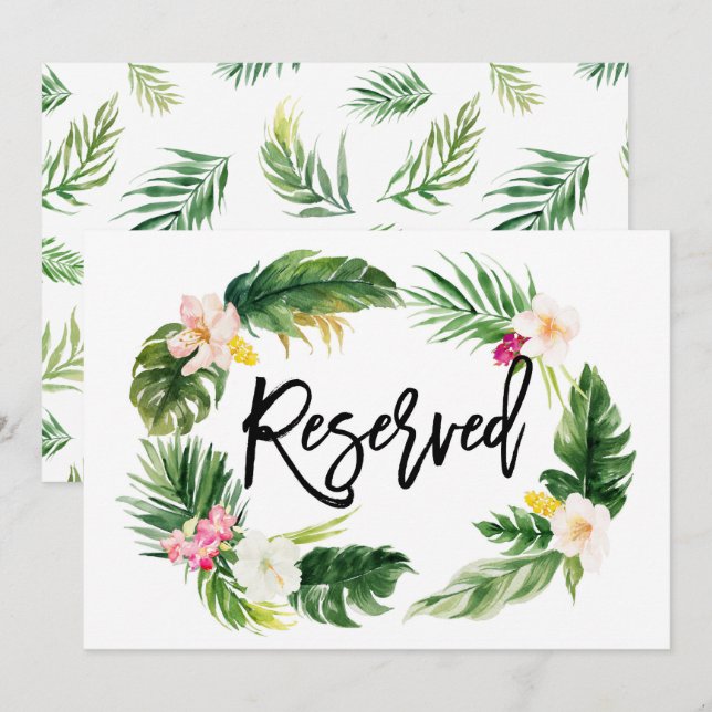 Invitation Panneau Réservé Couronne Florale Tropicale Aquarel (Devant / Derrière)