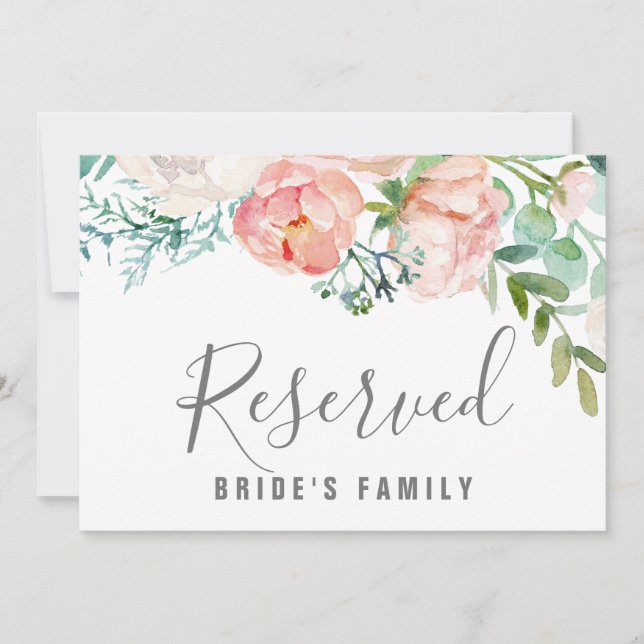 Invitation Panneau Réservé Fleurs de Pivoine Romantiques (Devant)