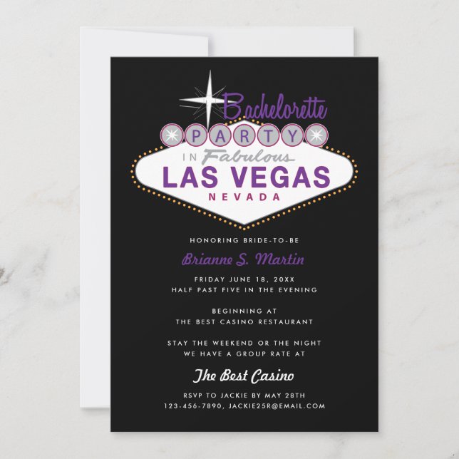 Invitation Panneau Retro Las Vegas Bachelorette Party Invitat (Devant)