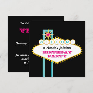 Invitation Panneau Rose Fête Las Vegas