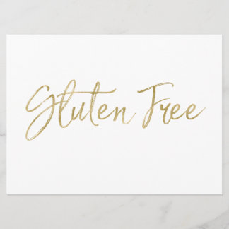 Invitation Panneau "Sans Gluten" | Lettres dorées stylisées à