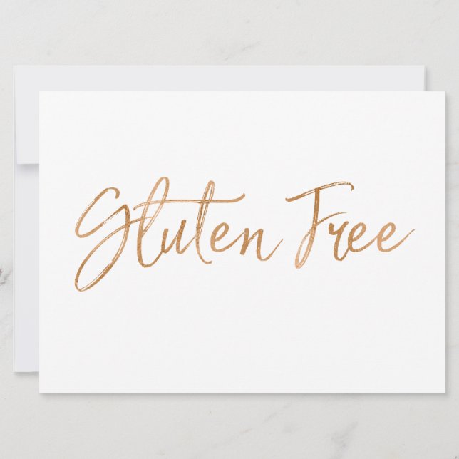 Invitation Panneau "Sans Gluten" | Lettres Rose Doré Élégante (Devant)