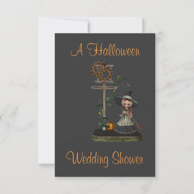 Invitation Panneau "Un Wedding shower d'Halloween" (Devant)