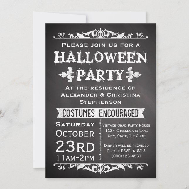 Invitation Panneau vintage Chalkboard Halloween (Devant)