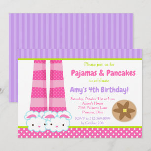 Invitation Panneaux de lapin Pyjamas & Pancakes Fête d'annive