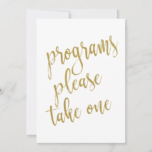 Invitation Panneaux de programmes, prenez-en un, or, abordabl (Devant)