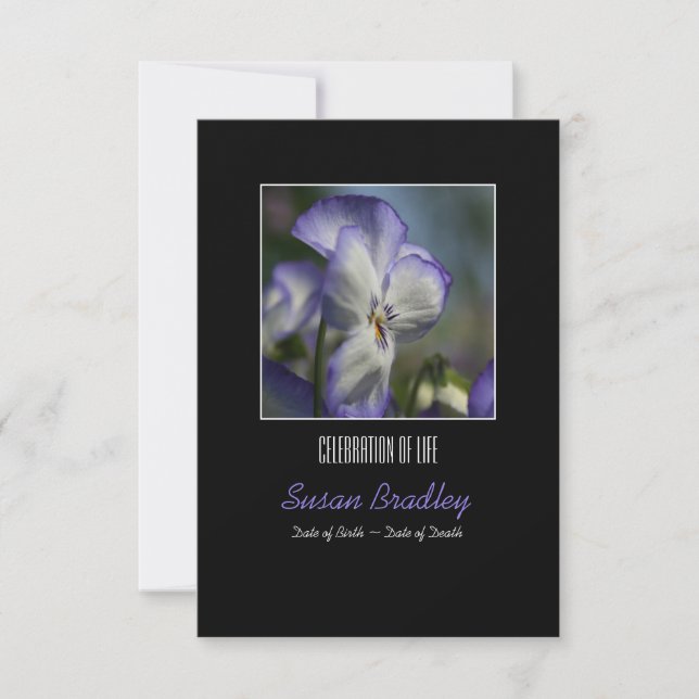 Invitation Pansies 1 Service commémoratif des célébrations de (Devant)