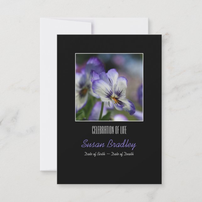 Invitation Pansies 3 Service commémoratif des célébrations de (Devant)