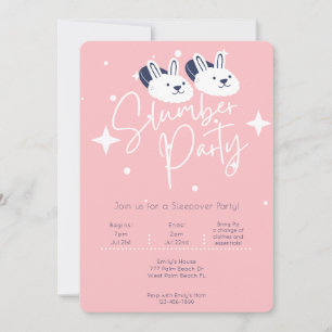 Invitation Pantoufles modernes lapin rose Soirée pyjama