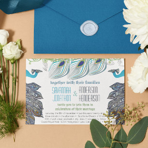Invitation Paon de la Renaissance médiévale Vintage 3 plumes