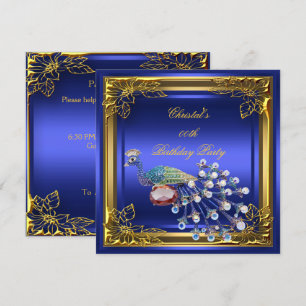 Invitation Paon Doré Élite Élégant Fête d'Anniversaire
