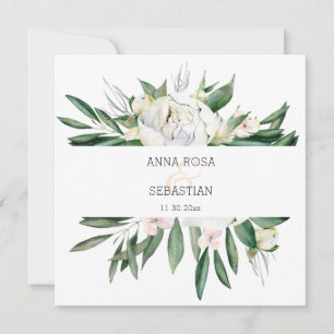 Invitation *~* Paon QR réponse fleurs cadre AR15 mariage
