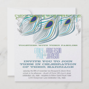 Invitation Paon Vintage 3 Plumes