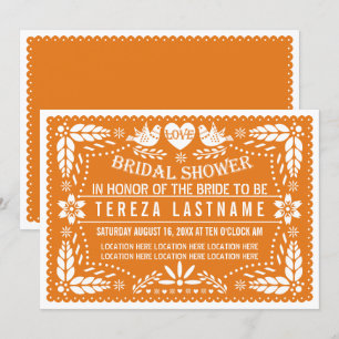 Invitation Pape orange picado oiseaux mariage douche nuptiale