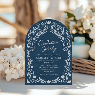 Invitation Papel bleu Picado Photo Graduation