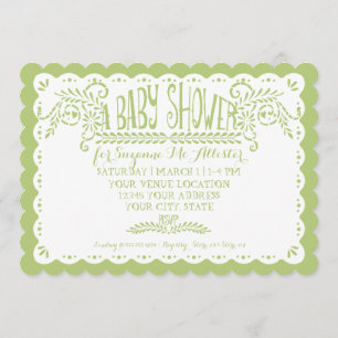 Invitation Papel Picado bébé fille douche Lime rose Fiesta
