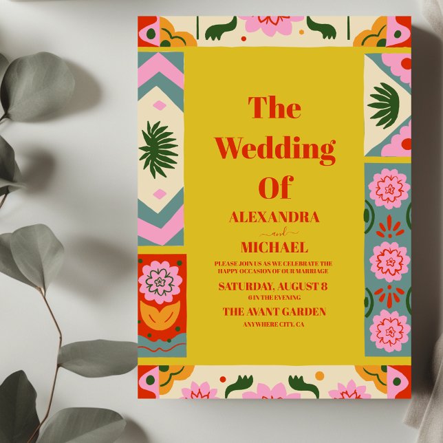 Invitation Papel Picado Fleurs en fleurs Mariage de style mex (Créateur téléchargé)