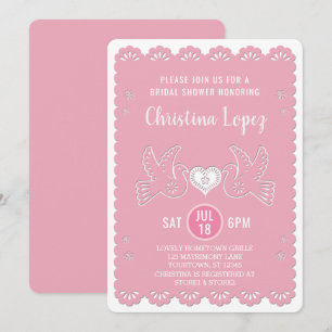 Invitation Papel Picado Inséparables Fête des mariées rose