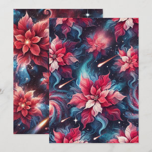 Invitation Papercraft Motif Galaxy Poinsettia