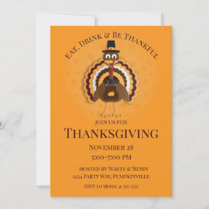 Invitation Papercut Turquie pèlerin Thanksgiving