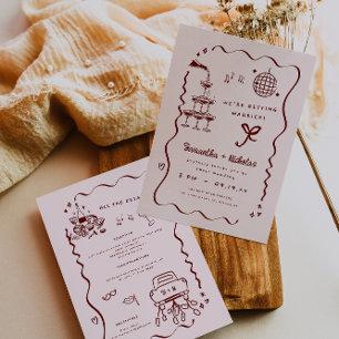 Invitation Papeterie de mariage fantaisiste rétro Doodle Ma