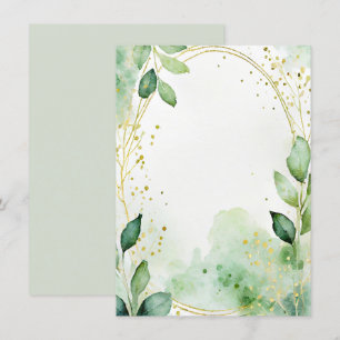 Invitation Papeterie de mariage vierge aquarelle verte et or