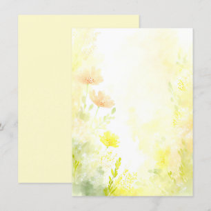 Invitation Papier à lettres de mariage floral aquarelle jaune