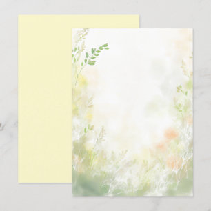 Invitation Papier à lettres mariage floral aquarelle jaune et