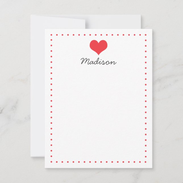 Invitation Papier à lettres personnalisé Girly Red Heart (Devant)