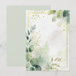 Invitation Papier aquarelle vert et or vierge Mariage