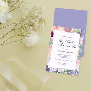 Invitation Papier déchiré Lilac Floral Aquarelles Brunch nupt
