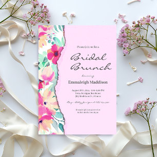 Invitation Papier déchiré Tropical Floral Bridal Brunch