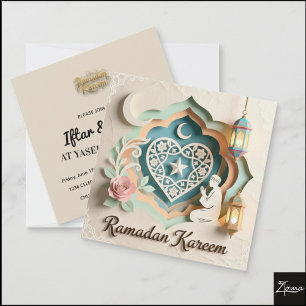 Invitation Papier découpé pastel Ramadan Kareem salutation