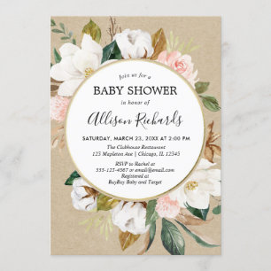 Invitation Papier d'emballage rustique rougissent fille