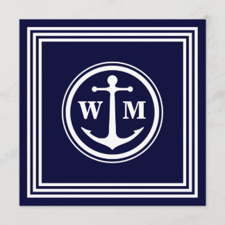 Invitation Papier d'invitation carré Monogram Anchor 5,25x5,2