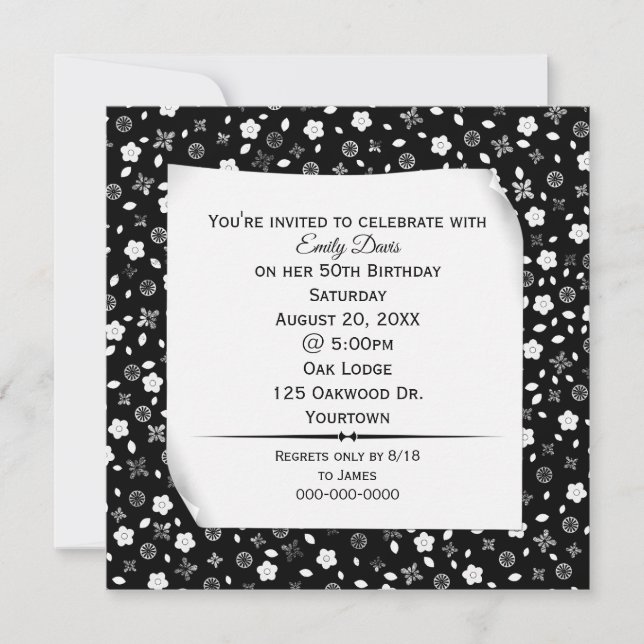 Invitation Papier Enroulé sur une Fête Florale Imprimée (Devant)