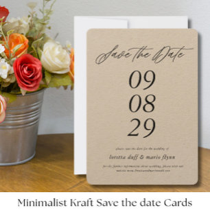 Invitation Papier Kraft minimaliste Enregistrer la date Invit