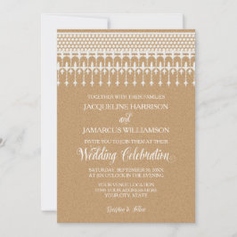 Invitation Papier Kraft Typographie Script Vintage Broderie A