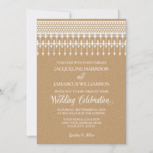 Invitation Papier Kraft Typographie Script Vintage Broderie A