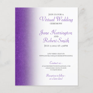 Invitation papier Mariage virtuel Parties scintill