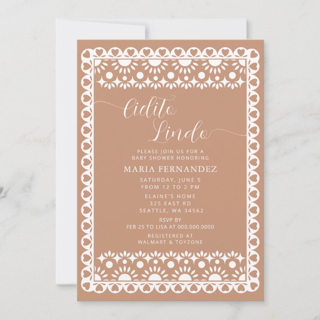 Invitation Papier mexicain Picado Cielito Lindo Baby shower (Devant)